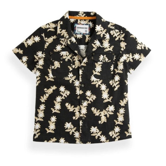 Sovereign Code EUC Sz 7 Black Floral Kids Shirt - Picture 1 of 5